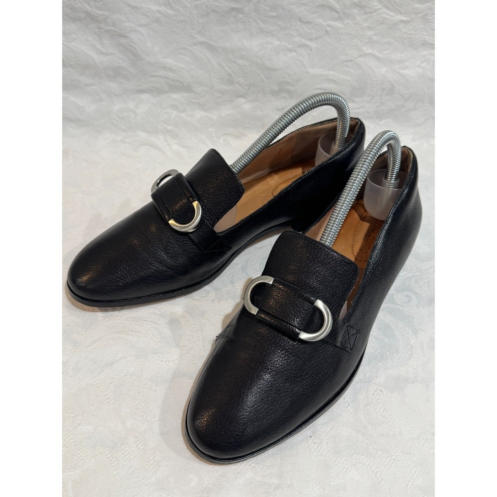 Corso Como Leather Loafers Women 7.5M Black Slip On Horsebit Comfort